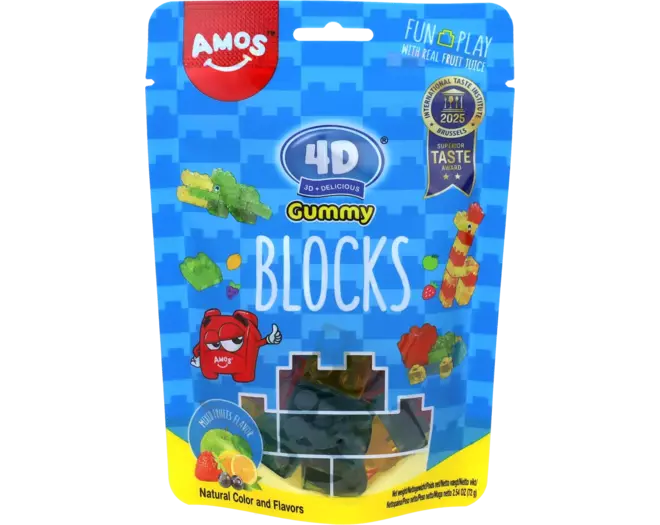 Amos 4D Gummy Blocks Mixed Fruits 72 g